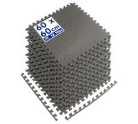 EVA Foam Gym Flooring Mats - 60 x 60cm - 12x Large Black Heavy Duty Non-Slip Rubber Matting Floor Tiles for Exercise, Home, Garage, Pool, Treadmill, Workout Equipment - by Harbour Housewares