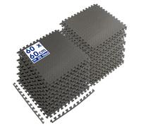 EVA Foam Gym Flooring Mats - 60 x 60cm - 20x Large Black Heavy Duty Non-Slip Rubber Matting Floor Tiles for Exercise, Home, Garage, Pool, Treadmill, Workout Equipment - by Harbour Housewares