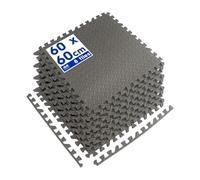 EVA Foam Gym Flooring Mats - 60 x 60cm - 8x Large Black Heavy Duty Non-Slip Rubber Matting Floor Tiles for Exercise, Home, Garage, Pool, Treadmill, Workout Equipment - by Harbour Housewares