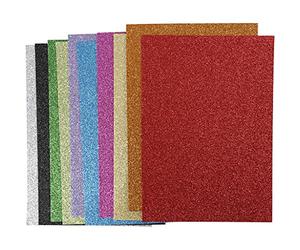 EVA Foam Sheets, A4 21x30 cm, thickness 2 mm, asstd. colours, glitter, 10asstd sheets
