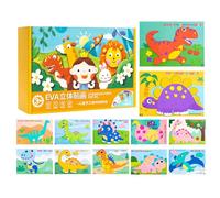 EVA Foam Stickers - Boost Creativity & Early Learning | 12-Piece 3D Animal Puzzle DIY Craft Kit | For Kids, Educational Fun For School Home & Family Activities