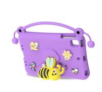 EVA Foam Tablet Case for Mini Kids, Washable Purple | Integrated bee kickstand for hands-free viewing, shockproof protection, precise cutouts for all ports, easy-clean fabric ,