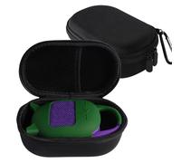 EVA Hard Carrying Case + Silicone Cover for JBL Clip 5,Shockproof Waterproof Protective sleeve+ Speaker Storage Bag for JBL Clip 5 Speaker (Black Organizer + Green Protective Cover)