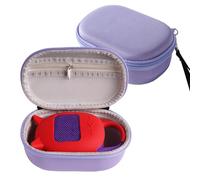 EVA Hard Carrying Case + Silicone Cover for JBL Clip 5,Shockproof Waterproof Protective sleeve+ Speaker Storage Bag for JBL Clip 5 Speaker (Purple Organizer + Red Protective Cover)