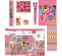 Eva LOL School Stationery Set - Complete Case for Girls with Colored Pencils, Markers and School Accessories Decorated with LOL Surprise Dolls for Colouring, Drawing and Learning, Eva Lol