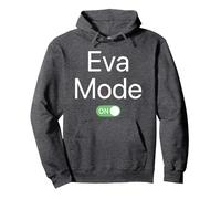 Eva Mode On First Name Smartphone Design Novelty Pullover Hoodie, Adult Unisex, Dark Heather Grey, Large