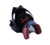 EVA Mouth Guard for Children and Adults, Boxing and Rugby Teeth Protector, Shock Absorption Design with Carry Case (L Black red)