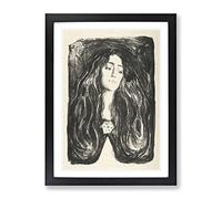 Eva Mudocci By Edvard Munch Classic Painting Framed Print | A4 Black Framed Wall Art | Ready to Hang | Classic Historical Picture | Living Room Bedroom Lounge Office
