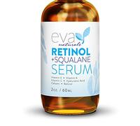 Eva Naturals Retinol + Squalane Serum - Anti-Aging Face Serum with Hyaluronic Acid, Vitamin C & E - Retinoid Night Serum for Wrinkles, Fine Lines, Pores, Dark Spots, Uneven Tone & Sensitive Skin, 60ml
