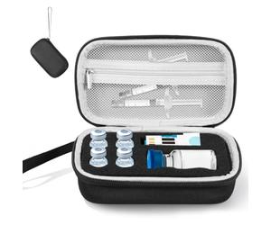EVA Peptide Case Insulin Vial Holder Protector Hard Shell Fridge Storage Organiser Box for 4 X 3-10ml & 1 X 30ml Vials and Syringes Shockproof Protector for Diabetic Medication Glp-1 Bac Water