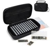 EVA PU M.2 SSD Holder with 12 PCS Individual Clear M.2 NVMe Case for 12 M.2 2280 2260 2242 2230 SSD Cards, Water-Resistant Shockproof M.2 2280 SSD Case Storage with Zipper Pocket & Carry Handle