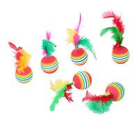 EVA Rainbow Ball With Feather Foam Throwing Funny Interactive Playing Chew Toy Balls For Cats To Play With Ball Toys For Indoor For For Refillable For For Toy Bal For On Wall Refill