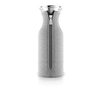 EVA SOLO | Fridge Carafe 1.0 L | for Hot & Cold Drinks | Dishwasher-Safe Borosilicate Glass | Stainless Steel & Silicone Pouring Lip | Danish Design & Functionality | Light Grey Woven