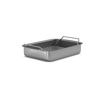 EVA-Trio Professional Roasting Dish with Grate 26 x 19 cm Ceramic Slip-Let® Non-Stick Coating with Rounded Corners and Sides, The Pans are Easy to Handle Grey