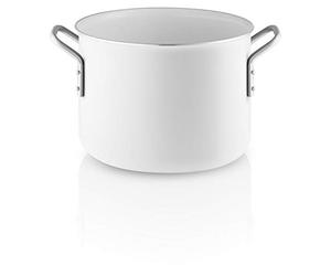 Eva Trio | White Line Pot 4.8 L 20 cm Ceramic Slip-Let® Non-Stick Coating | Perfect for a Large Serving of Soup, Braises, Cooking a Soup Chicken or Homemade Broth | White