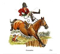 "Evacuation" Greeting Card for People who Like Horses, Fox Hunting and Riding. Iconic Bryn Parry Cartoons. Blank on The Inside for Lots of Writing and Any Occasion.