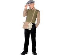 Evacuee Boy Costume Kit with Jumper, Hat, Bag, and Tag - 1940s Fancy Dress