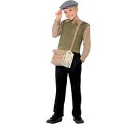 Evacuee Boy Costume Set - 1940s Fancy Dress with Jumper, Hat, and Bag
