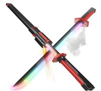 EVADA Cyberpunk Neon LED Spark Sword with Sound and Fog, Type-C Recharge, 31.5" Glowing Ninja Blade Weapon for Kids and Adults, Toys for Cosplay, Rave and Halloween（Red）