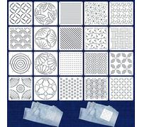 Evadollina 20 Piece Sashiko Stencil Set, 5.1 X 5.1 Inch Plastic Templates for Geometric Patterns, Hand Quilting, Sewing and Textile Design, Letter Stencil, Christmas