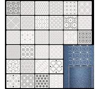 Evadollina 30 Piece Sashiko Stencil Set, 4.7 X 4.7 Inch Plastic Stencils for Geometric Patterns, Hand Quilting, Sewing and Textile Design, Letter Stencil, Christmas