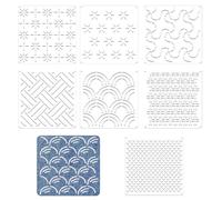 Evadollina 8 Piece Sashiko Stencil Set, Hand Quilting, Scrapbooking Craft Decoration, Embossing Templates, Letter Templates, Template Letters (4.7 x 4.7 Inch)