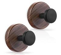 Evadollina Adhesive Hooks, 2 Piece Suction Cup Hooks, Hooks for Christmas Baubles, Wall Hooks, for Glass Front Door, Window, Overdoor, Christmas (Brown and Black)