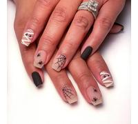 Evadollina Halloween Nails, 24 Pieces Spider Press on Nails, Halloween Nail, Stick-on Nail (Type A)