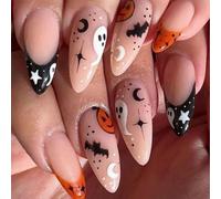 Evadollina Halloween Nails, 24 Pieces Spirit Press on Nails, Halloween Nail, Stick-on Nail (Type D)