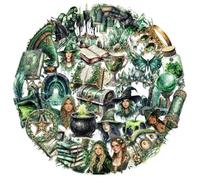 Evadollina Halloween Scrapbook Stickers, 50 Pieces Witchy Magic Stickers, Halloween Stickers for Adults, Scrapbooking, Journaling, Planners, Laptops (Green)