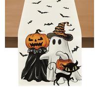 Evadollina Halloween Table Runner, Halloween Table Runner, Ghost Decoration Linen Washable Table Runner, for Kitchen, Bar, Dining Table, 183 * 33 cm Pumpkin Table Runner (Type C)