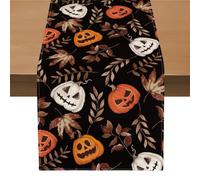 Evadollina Halloween Table Runner, Pumpkin Linen Washable Table Runner, for Kitchen, Bar, Dining, 183*33 cm Pumpkin(Type B)