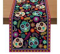 Evadollina Halloween Table Runner, Skull Flower Decor Linen Washable Table Runner, for Kitchen, Bar, Dining Table, 183 * 33 cm Pumpkin Table Runner (Type B)
