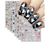 Evadollina Nail Stickers Halloween, 8 Sheets Halloween Nail Stickers, Ghost Nail Sticker, Nail Art, Nail Charms, Nail Accessories, Nail Design, Christmas (Type B)