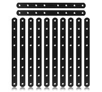 EVADOW 24PCS Black Mending Plates, 250mm x 20mm x 3mm Heavy Duty Flat Straight Bracket Carbon Steel Flat Corner Brace Fixing Furniture Fastener Connector for Wood Project and Fixing Furniture