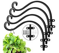 Evadow 4 Pack 12Inch Hanging Basket Brackets for Outdoor, Heavy Duty Metal Wall Planter Hanger Garden Hanging Flower Basket Bracket for Flowerpots, Bird Feeder, Wind Chime, Lanterns