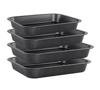 EVADOW 4 Pack Non Stick Oven Baking Tray Set Heavy Duty Black Carbon Steel Baking Sheets Deep Roasting Tins Pans (PFOA Free)