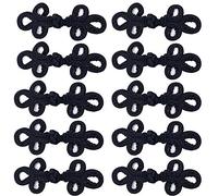 EvaGO 10 Pairs Chinese Knots Frog Buttons Closure Sewing Fasteners for Sweater Cloak Coats Scarf Cardigan and Costumes Outfit Sewing, Black