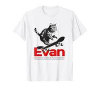 EVAN - Cute Boy Name with cool with cool Cat & Skateboard T-Shirt