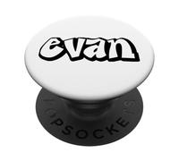 Evan Graffiti Personalized Name Black White Lettering PopSockets Adhesive PopGrip