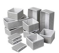 Evance Pack of 12 Non-Woven Foldable Drawer Organizer for Underwear, Bras, Ties, Socks Storage Box with Compartment Space Saving (12 Pieces, Grey)