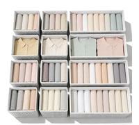 Evance Set of 12 Closet Organizers, Compartment Box, Folding Drawer Dividers, Drawer Fabric Organizers for Underwear(12PCS, Grey)