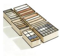 Evance Underwear Drawer Organisers 58 Cells, Set of 6 Underwear Organisers and Sock Organiser, Foldable, Wardrobe Storage Organiser, Drawer Dividers for Underwear, Bras, Socks, Ties, Scarves (Beige)