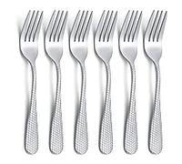 Evanda 14cm Dessert Forks 6 Pieces, Stainless Steel Pastry Forks Set, Vintage Elegant Special Hammered Handle Mini Cake Forks for Home, Wedding, Party, Cafe, Restaurant, Dishwasher Safe.