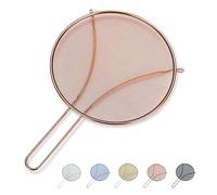 Evanda 25 CM Rose Gold Splatter Screen for Cooking, Stainless Steel Fine Mesh for Frying Pan, Grease Guard for Pan to Stop Hot Oil Splatter, Protect The Skin from Burns, Safe Cooking Lid