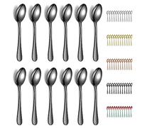 Evanda Black Teaspoons 12 Pieces, Black Titanium Plating Stainless Steel 14cm Tea Spoon, Cutlery for Tea, Coffee, Cake, Dessert and Salad, Dishwasher Safe