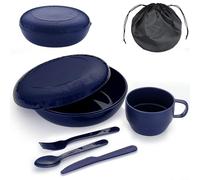 Evanda Camping Mess Kit with Bowl, Plate, Cup, Spoon, Fork, Knife and Carry Bag, Reusable Camping Accessories Essentials Gear Light Weight and Small Space Easy to Carry or Put in Backpack