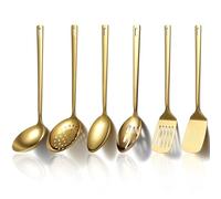 Evanda Gold Kitchen Utensils Set 6pcs, Titanium Plating Stainless Steel Cooking Utensils Set, Heavy Duty Kitchen Tools Spatulas Set, Home Essentials Kitchen Accessories