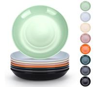 Evanda Plastic Plates Set of 8 Pieces, Dinner Plates 20cm Unbreakable Reusable Dishes for All Purpose and All Age, Microwave Safe BPA Free Dishwasher Safe (Mutil Color)