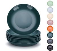 Evanda Plastic Plates Set of 8 Pieces, Dinner Plates 20cm Unbreakable Reusable Dishes for All Purpose and All Age, Microwave Safe BPA Free Dishwasher Safe (Dark Green)